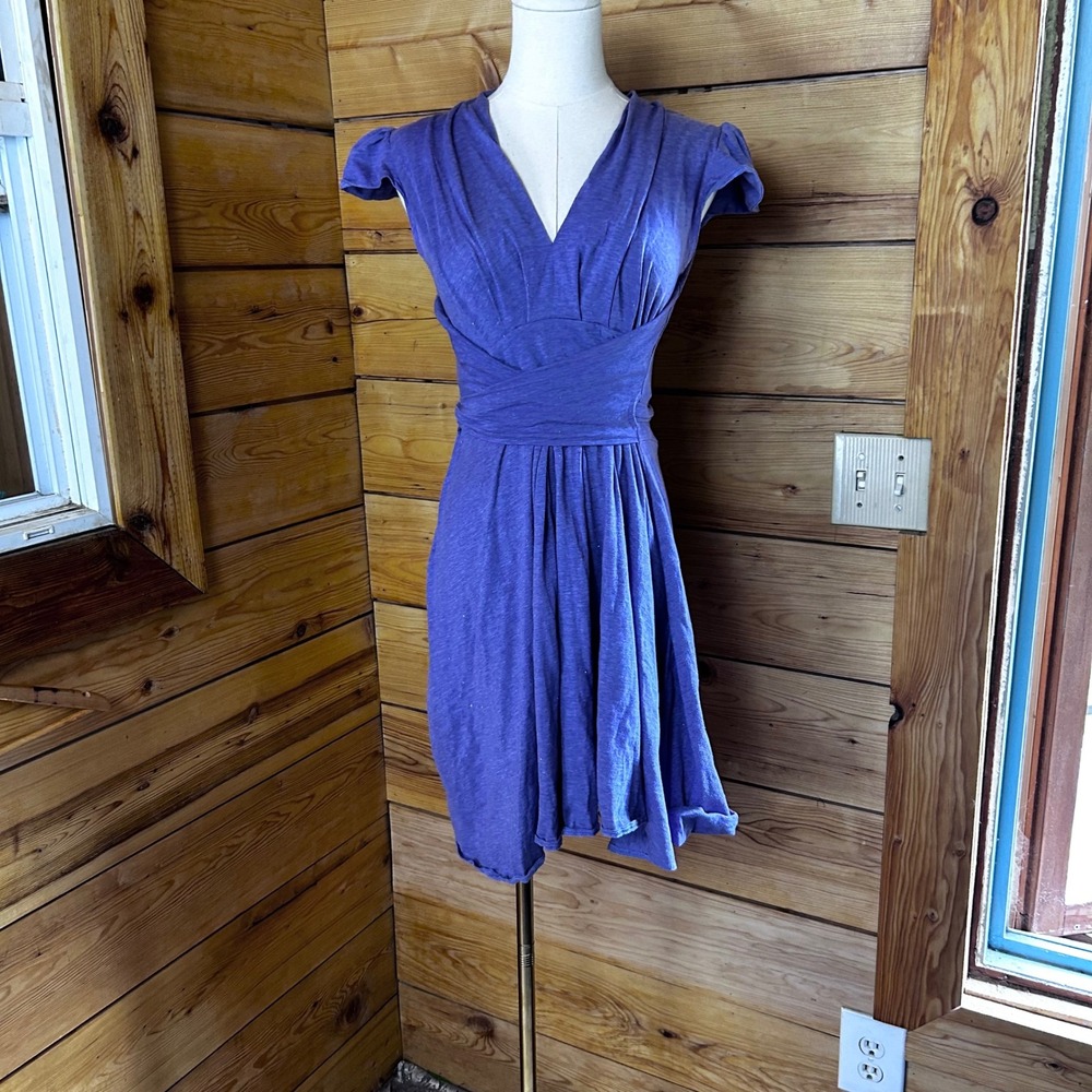 Beneath the Bodhi Tree Cotton Knit Dress Womens XL Purple Boho Draped X-Large‎